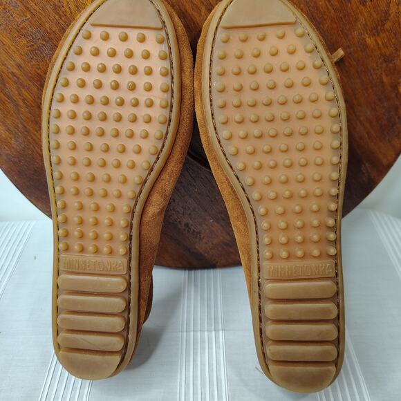 Minnetonka Arizona Kilty Moccasin Shoes Womens 8 Brown‎ Leather Embroidered - Picture 7 of 9